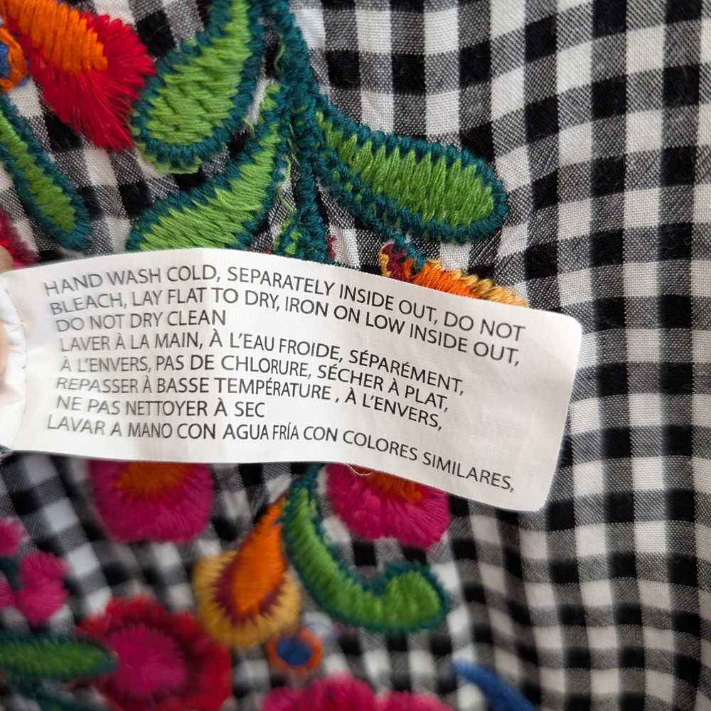 3/$20 Dex Gingham Shirt with Vibrant Floral Embroidery - Picture 6 of 11